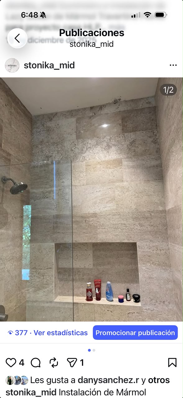 Baño en travertino